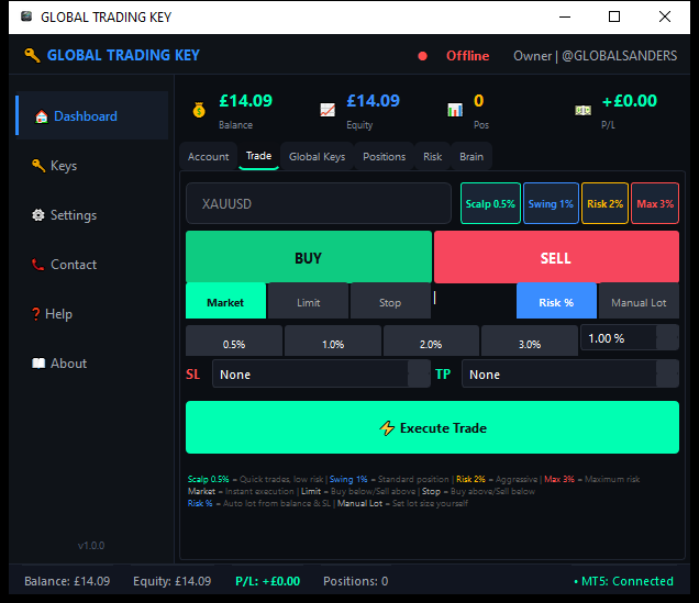 Magic Keys Trade tab